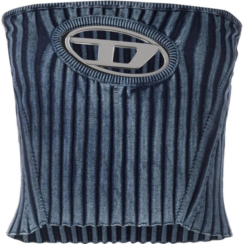 Diesel Women's Blue and Black Crop-top